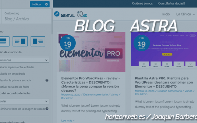 Diseño del blog con la plantilla Astra Pro y WordPress