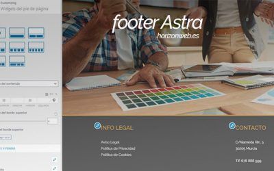Opciones para personalizar el área de widgets del footer con la plantilla Astra Pro